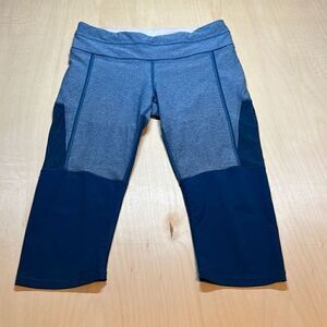 Lululemon‎ Training Tough Crop Mesh Leggings Poseidon Blue Size 8